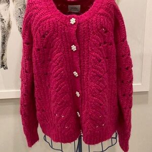 Little Moon alpaca blend cardigan with pearl buttons. Size XS